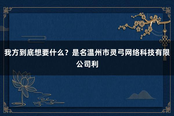 我方到底想要什么？是名温州市灵弓网络科技有限公司利